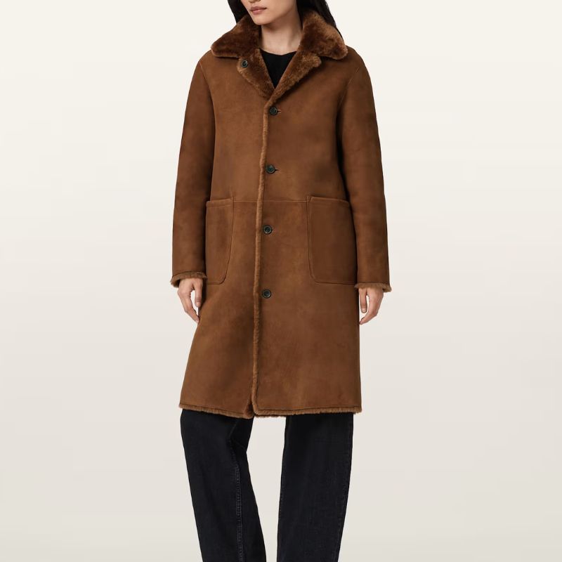 reversible tan shearling coat