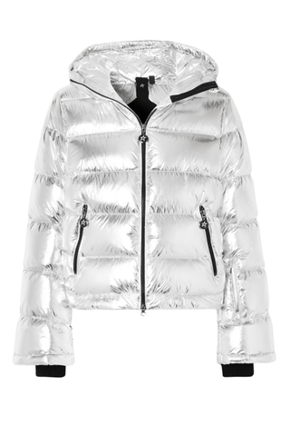 Hooded Metallic Down Ski Jacket