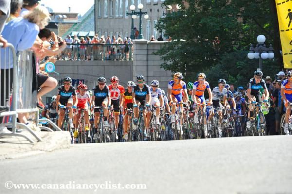 The peloton on the way up the climb.
