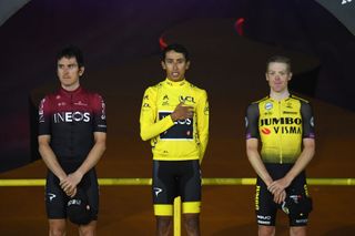 The podium ceremony at the 2019 Tour de France