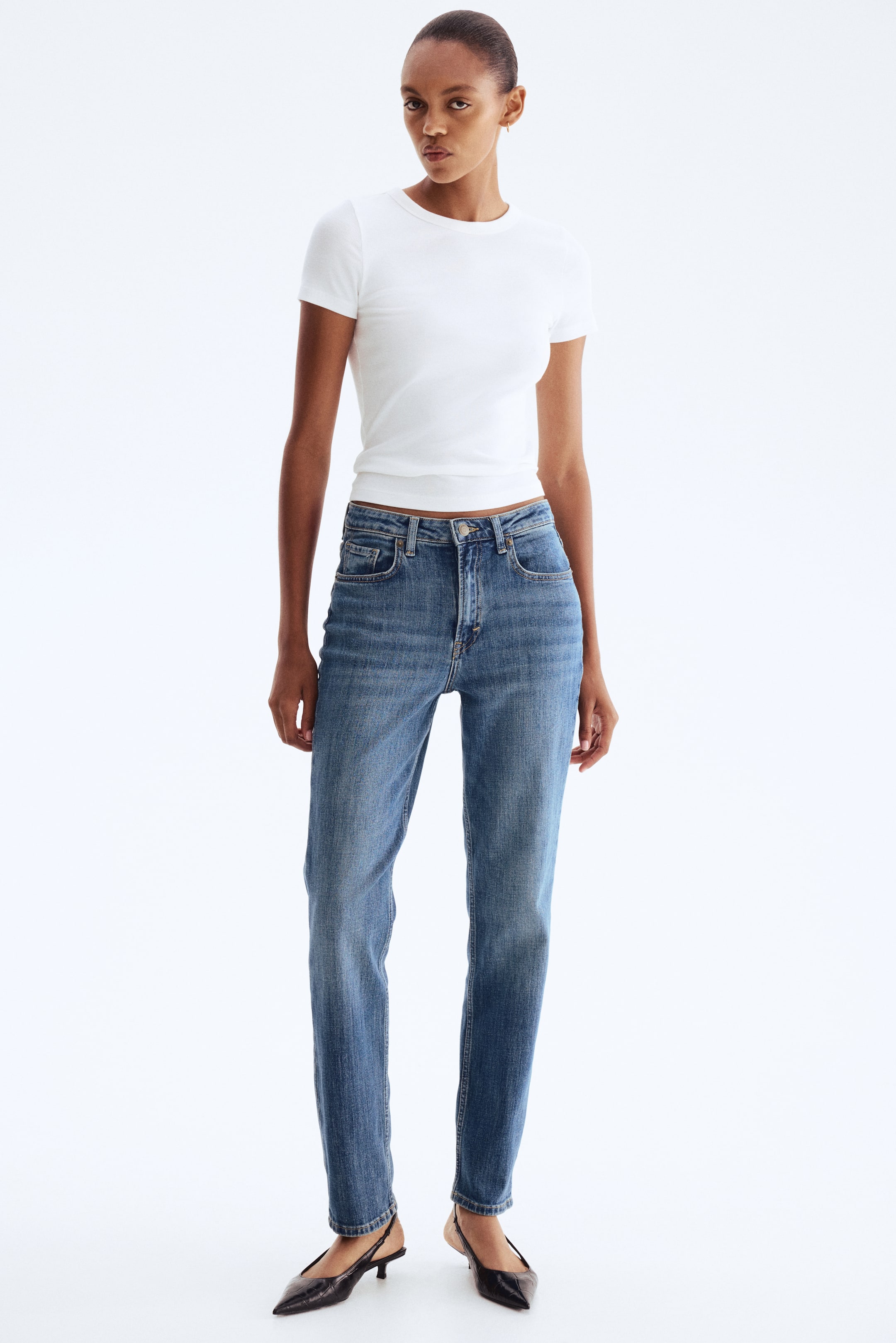 Slim Straight High Jeans - Denim Blue