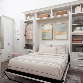 Murphy bed with shelving around