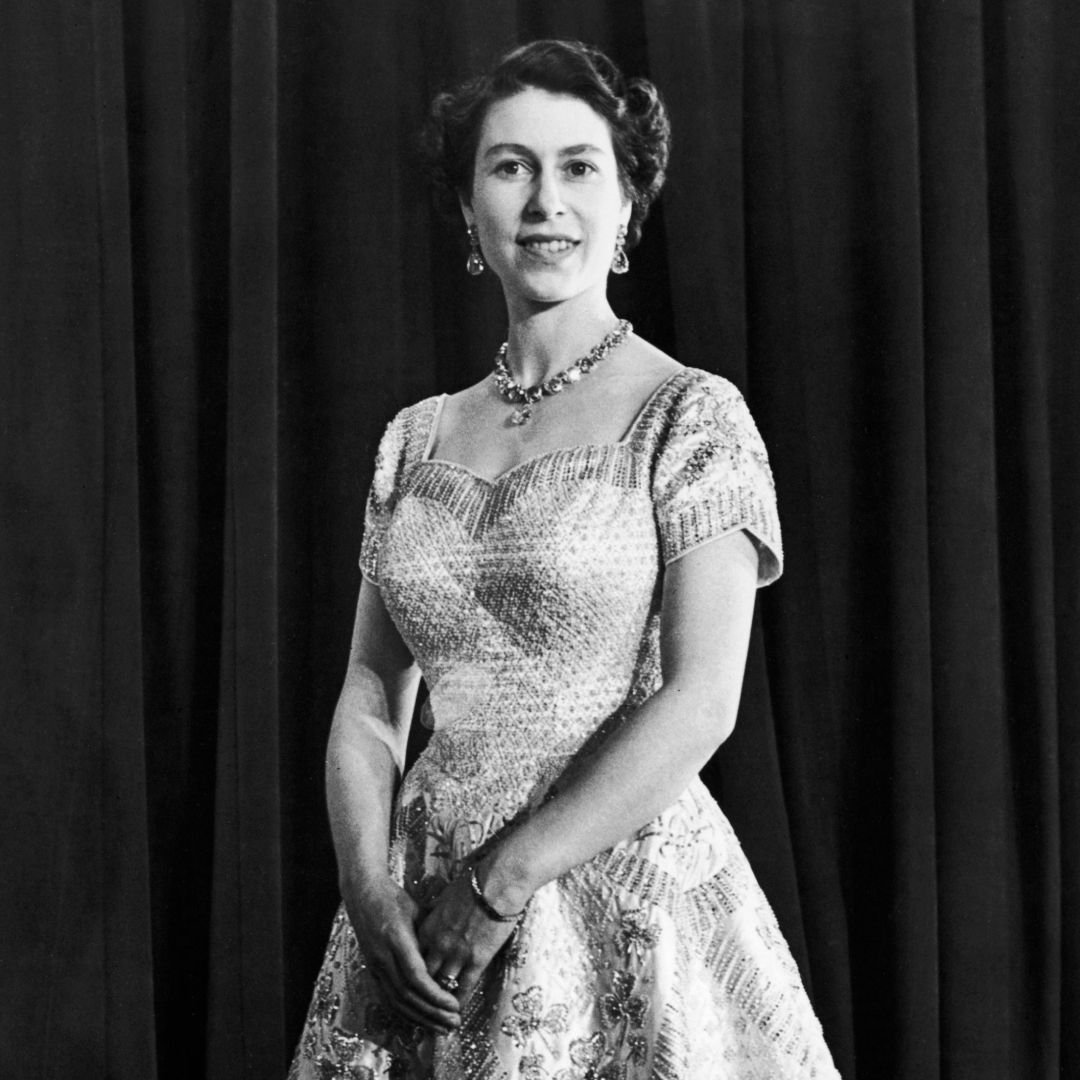Queen Elizabeth in her coronation gown