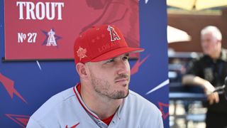 Mike Trout of the Los Angeles Angels ahead of the 2026 MLB All-Star Game