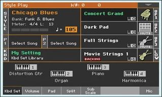 Fig. 2: The Pa4X main Style Play screen: What you see at the bottom of the screen depends on the tab you have selected. 