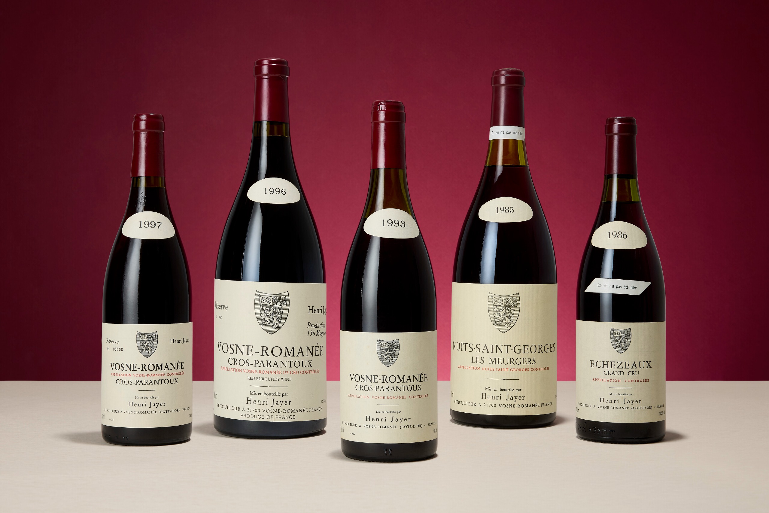 Henri Jayer collection of bottles.