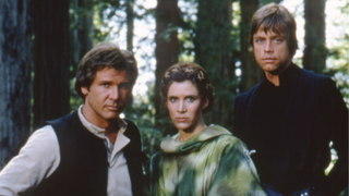 Mark Hamill, Carrie Fisher, and Harrison Ford from Return of the Jedi
