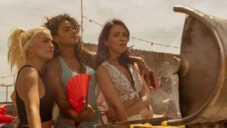 Veronica Sanchez, Yany Prado and Lali Esposito in "Sky Rojo" on Netflix.