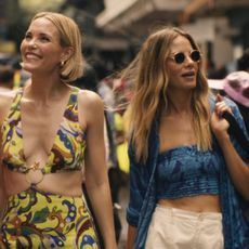 White Lotus Season 3 still, three women walking through the streets of Thailand