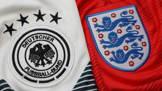 Germany vs England badges on football shirts