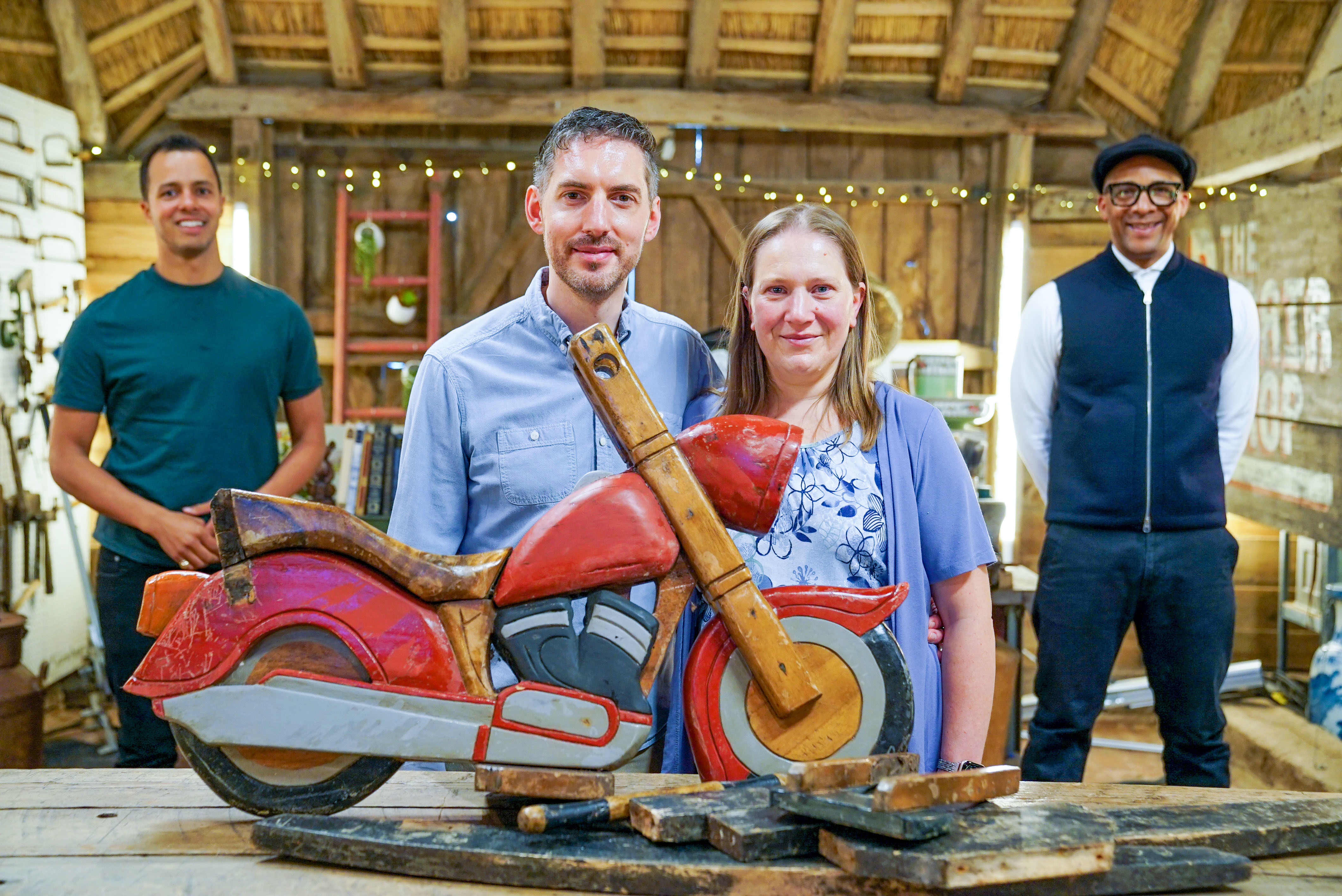 TV tonight Barn visitors Paul and Sheree and their rocking motorbike.