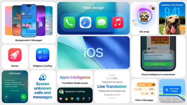 A colorful abstract graphic for Apple's WWDC25 event.