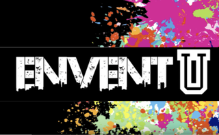 The EnventU logo on an array of colors. 