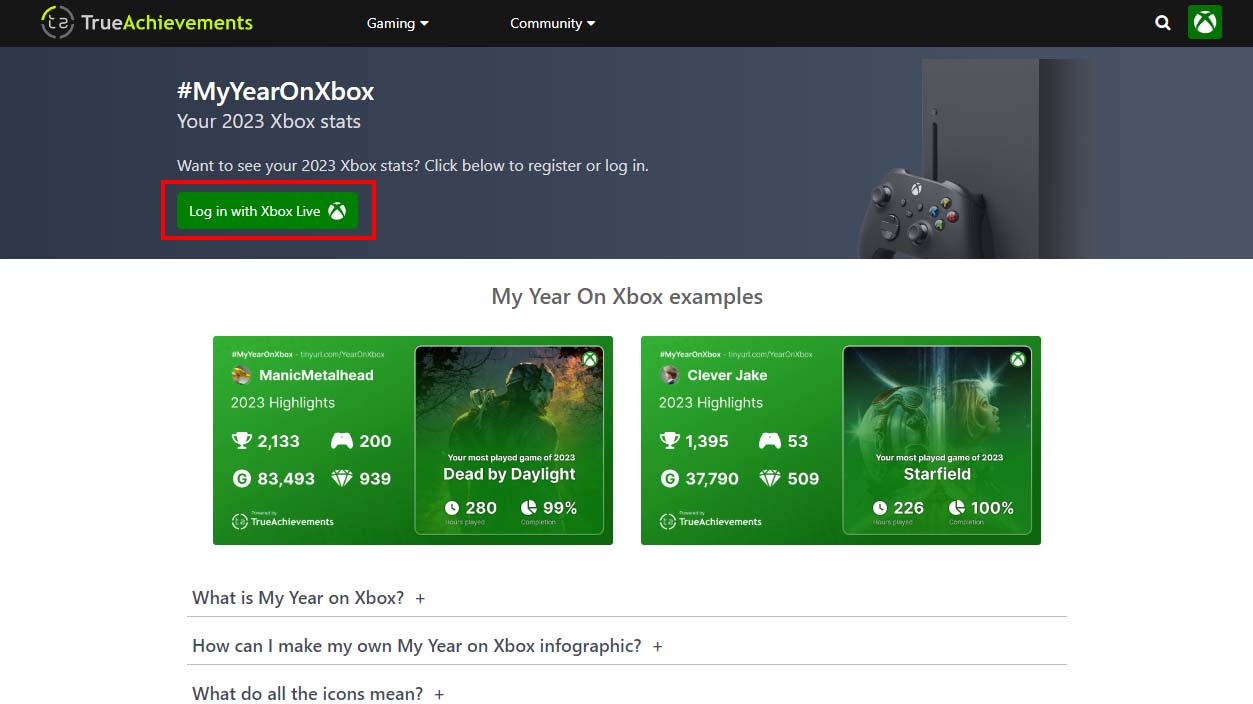 TrueAchievements Login with Xbox Live