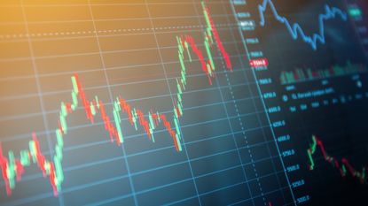 Financial charts at digital display