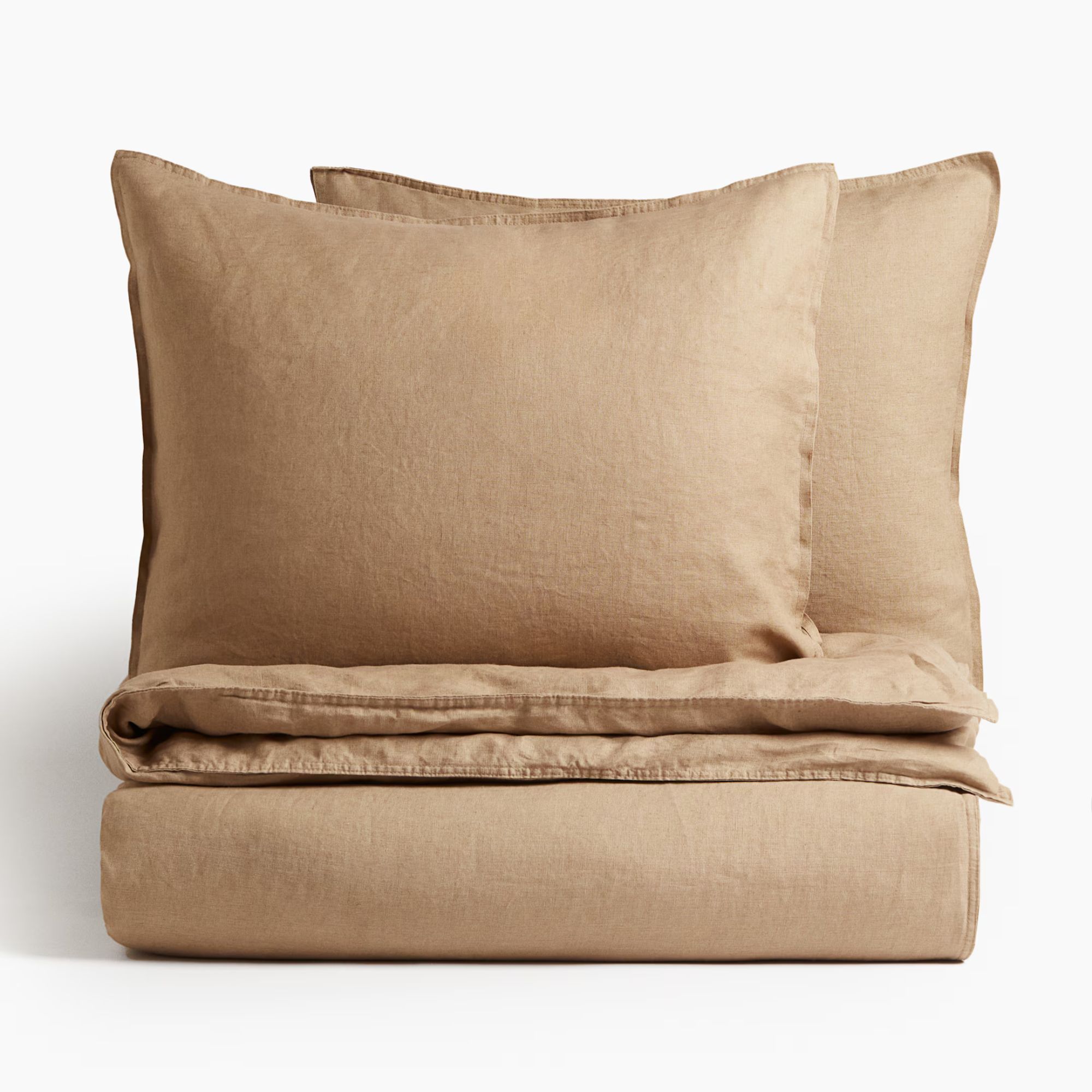 Beige linen bedding