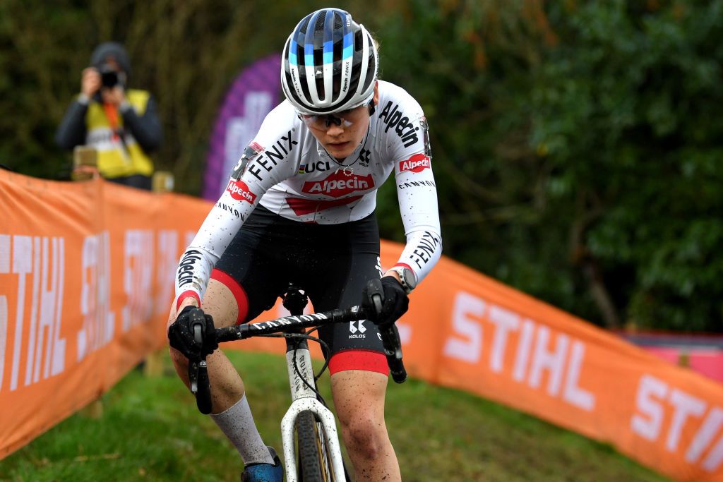 HULST NETHERLANDS JANUARY 02 Puck Pieterse of The Netherlands and Team Alpecin Fenix competes during the 6th Hulst Vestingcross UCI CycloCross Worldcup 2022 Womens Elite CXWorldCup UCIcyclocrossWC on January 02 2022 in Hulst Netherlands Photo by Luc ClaessenGetty Images