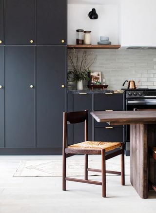 Ikea kitchen cabinets with black kitchen by Semihandmade