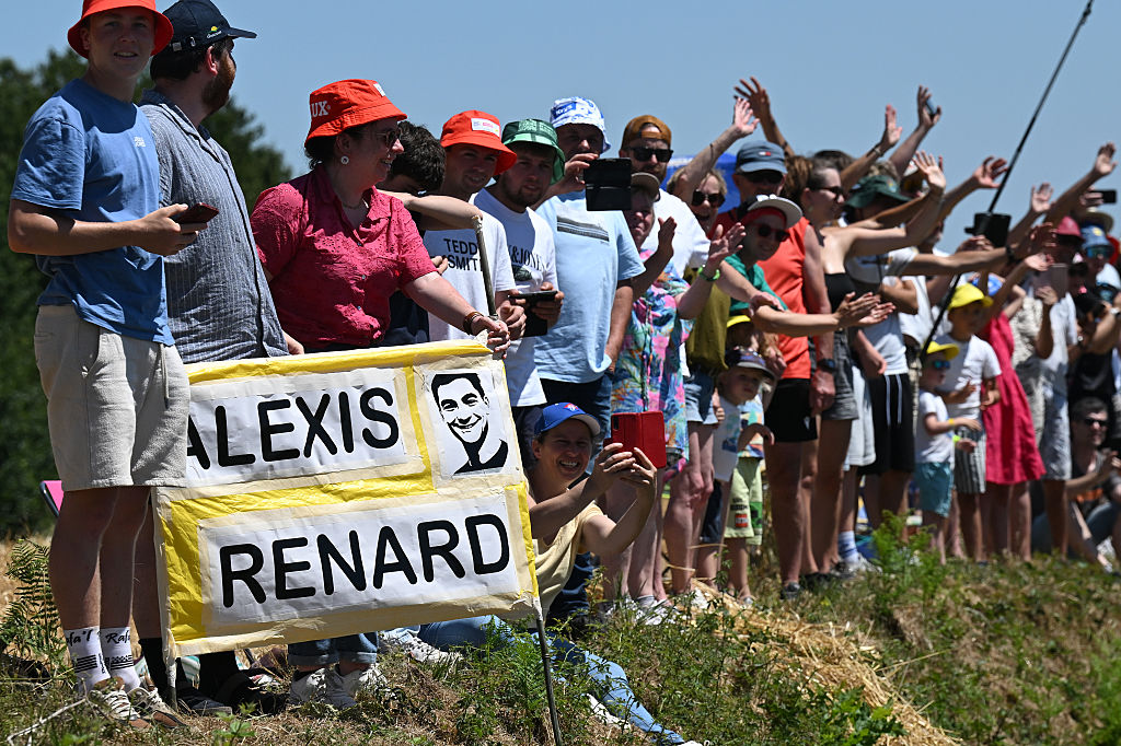 LAVAL, FRANCE - JULY 12: Fans during the 112th Tour de France, Stage 8 a 197km stage from Saint-Meen-le-Grand to Laval (Espace Mayenne) / #UCIWT / on July 12, 2025 in Laval, France. 