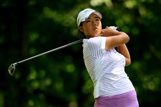 Jenny Shin hits her tee shot on the 15th hole during the first round of the 2008 U.S. Women's Open at Interlachen Country Club on June 26, 2008 in Edina, Minnesota.