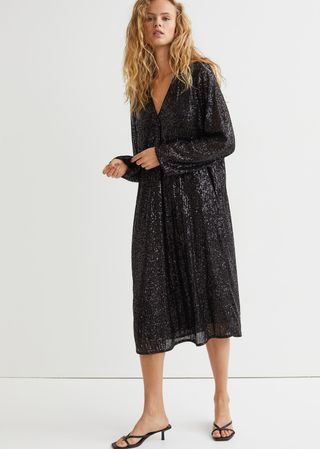 H&M Sequined Dress - an example of a black dress suitable for a wedding