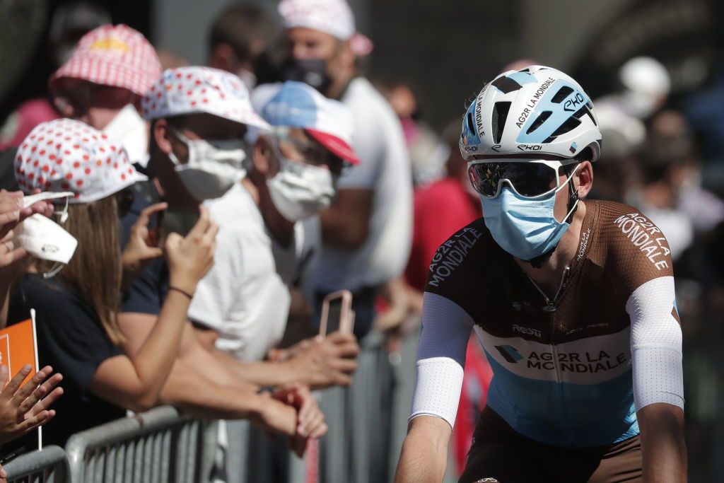 Team AG2R La Mondiale rider Frances Romain Bardet arrives for the start of the 5th stage of the 107th edition of the Tour de France cycling race 185 km between Gap and Privas on September 2 2020 Photo by STEPHANE MAHE POOL AFP Photo by STEPHANE MAHEPOOLAFP via Getty Images