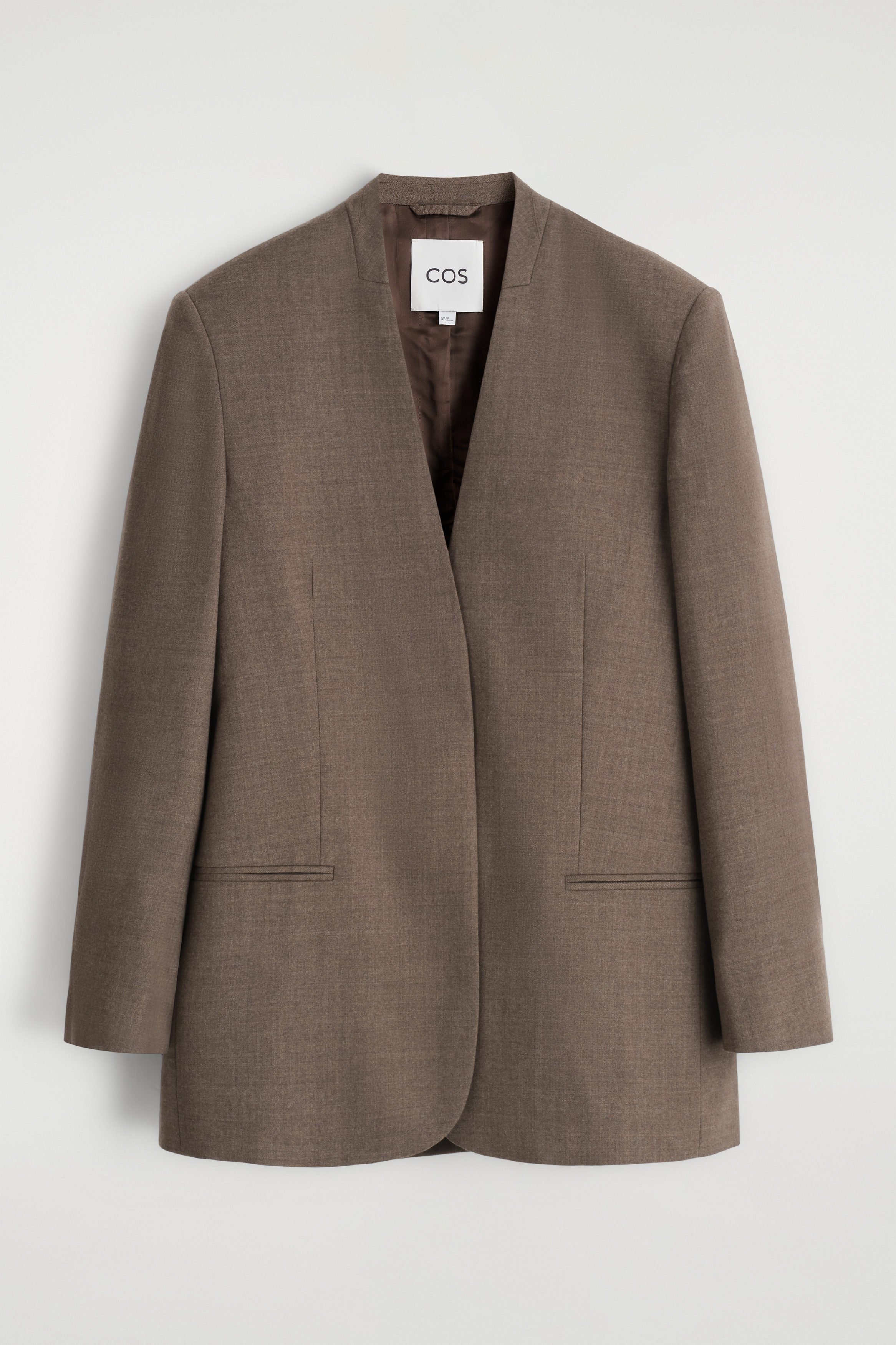 Collarless Wool-Blend Blazer
