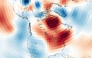 A positive Arctic Oscillation is keeping much of the United States warmer than usual. This map shows temperature conditions from Nov. 1 to Dec. 15, 2011.