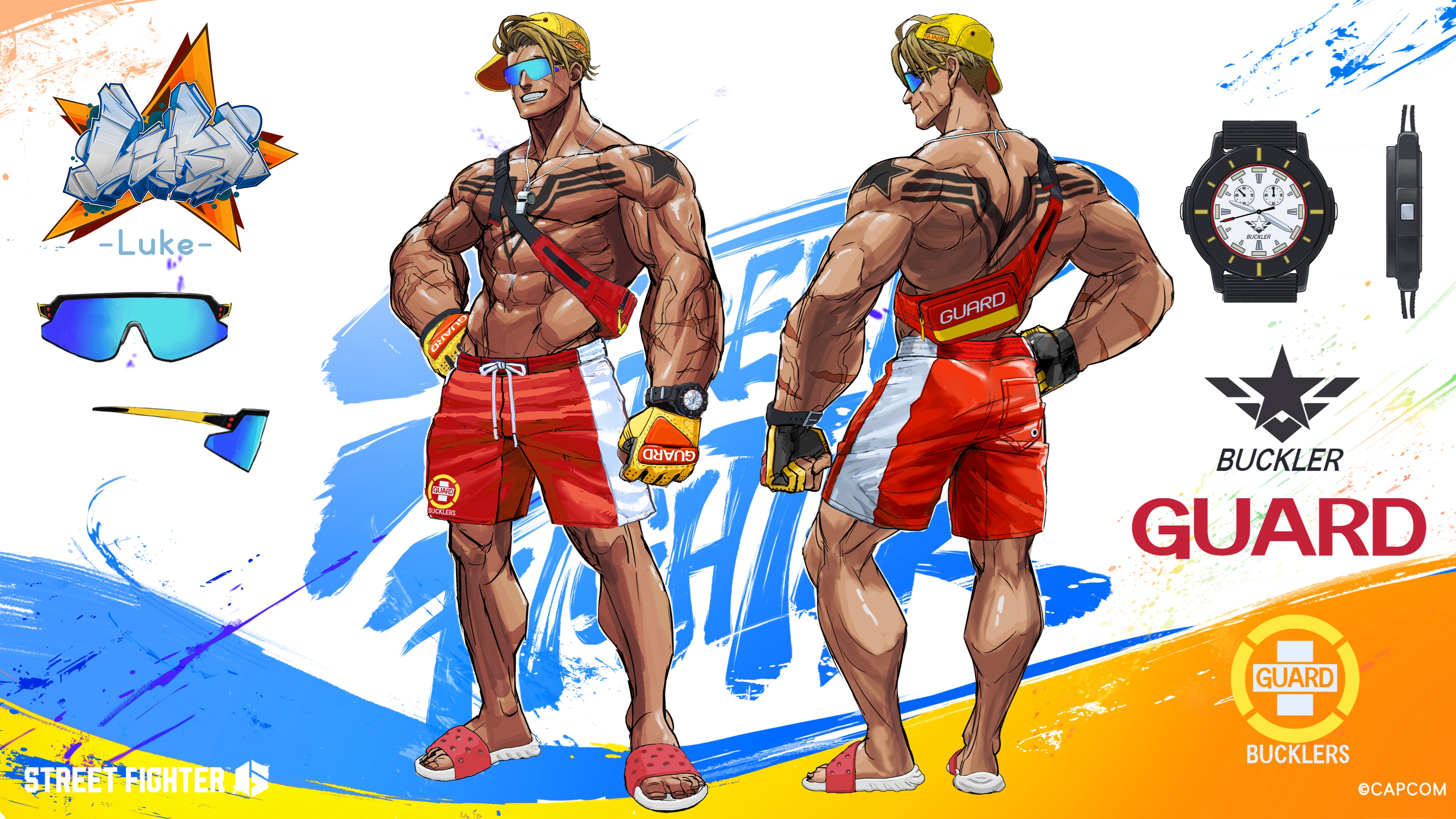 Concept art of Luke wearing a swimsuit in Street Fighter 6
