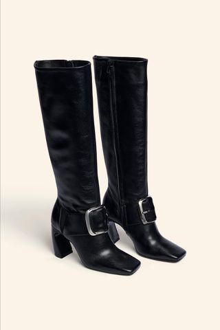 Limited Edition Leather Boots With Maxi Buckle