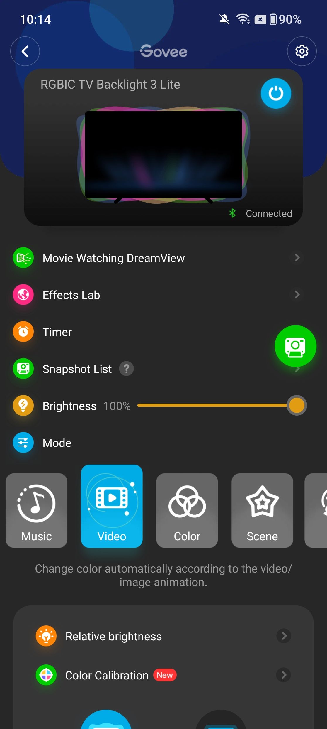 Govee app screenshots for TV Backlight 3 Lite