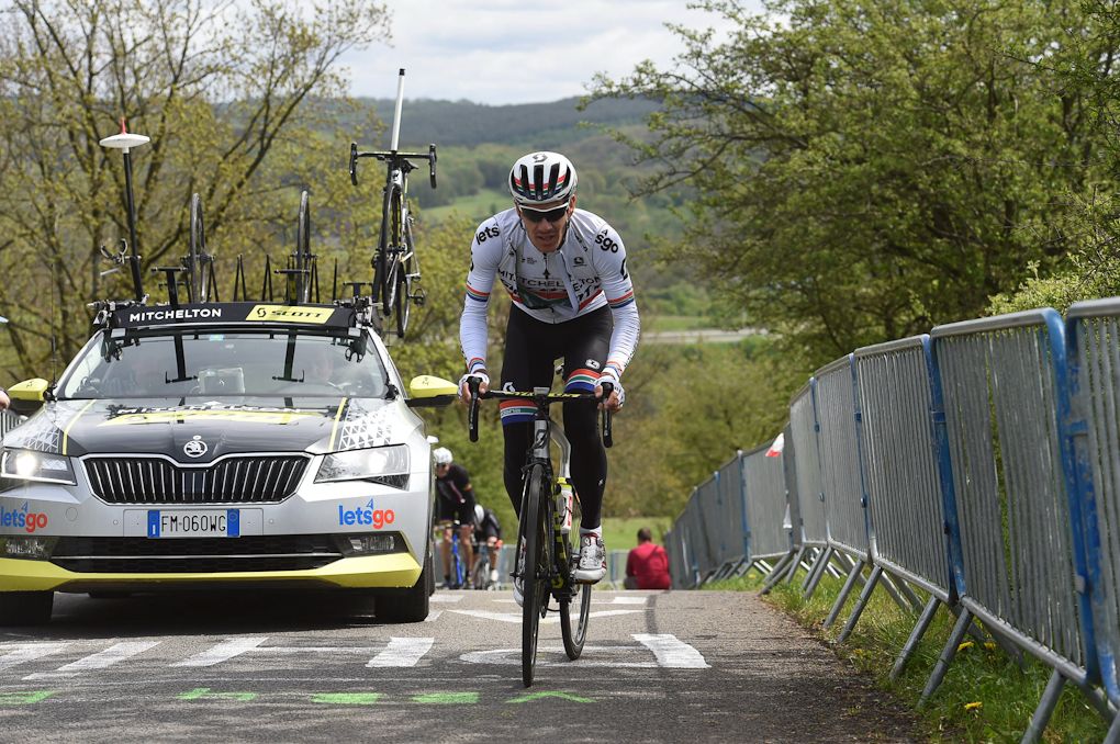 Mitchelton-Scott's Daryl Impey climbs La Redoute during his Liege recon