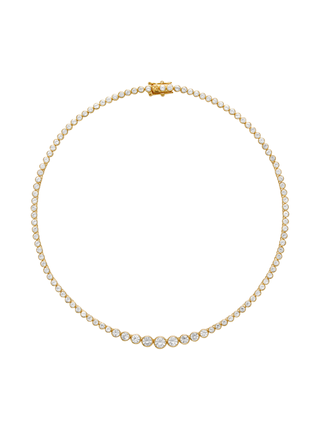 James Bezel Graduated, Lab White Sapphire Gold RiviÈre Necklace