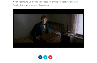 Eddie Redmayne in the trailer for Fantastic Beasts.