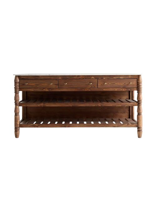 Spindle Marble-Top Kitchen Island