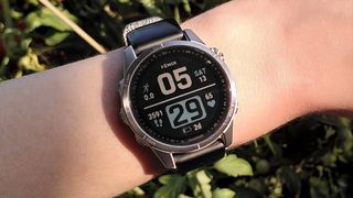 Garmin Fenix 7 watch on woman&#039;s wrist