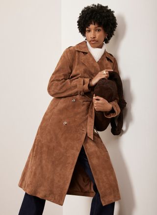 Tan Suede Trench Coat