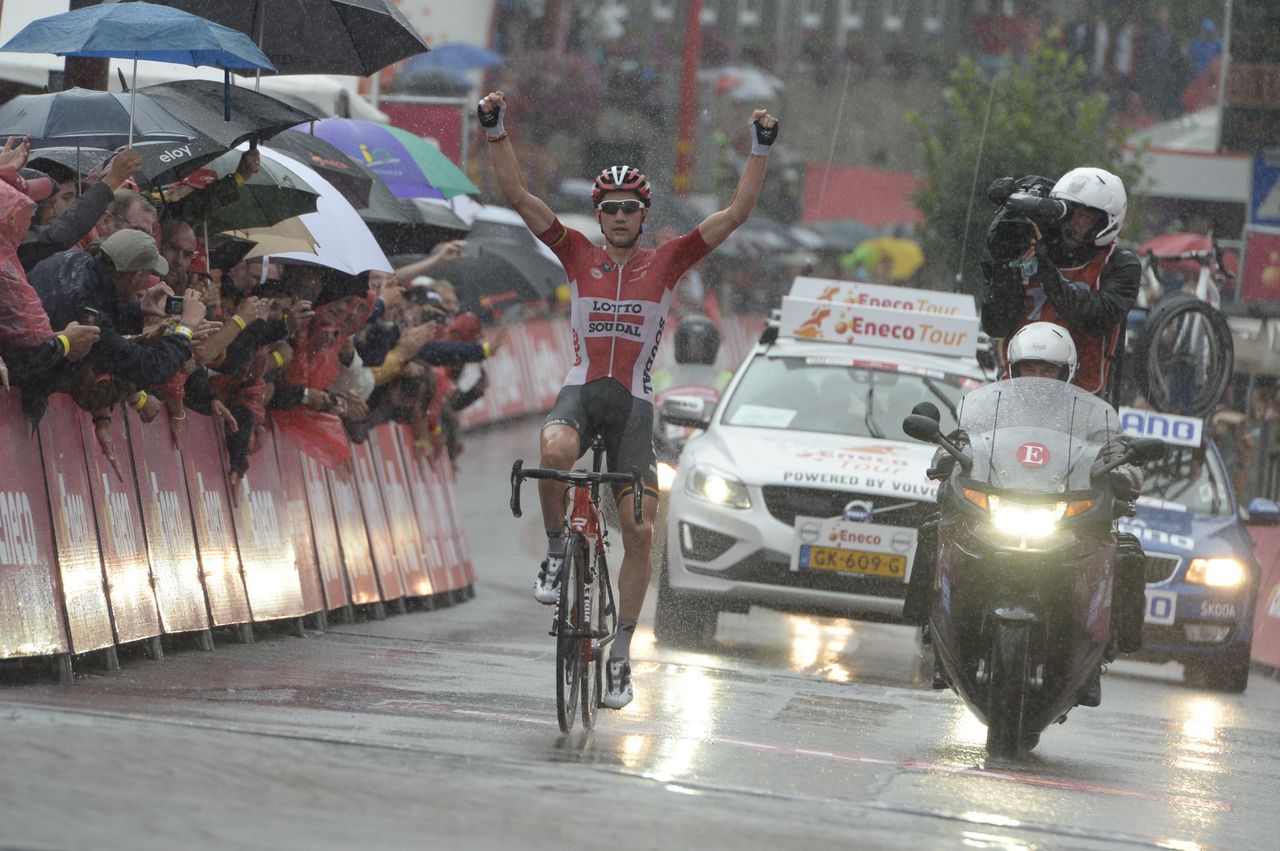 Wellens raises his arms in celebration