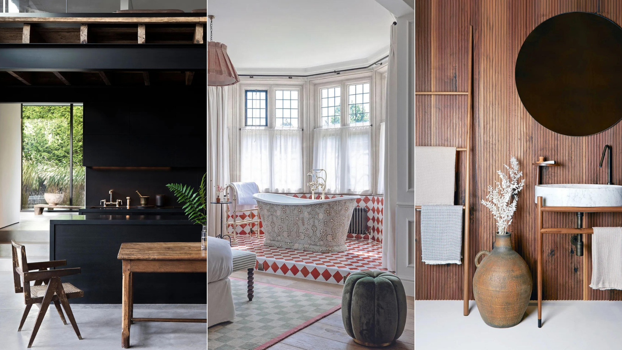 Three images in a header, one home showcasing natural materials, one zoned ensuite floor, one wooden accent wall