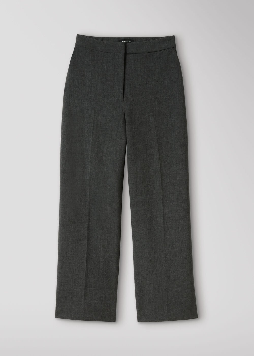 Grey Petite High Rise Straight Trouser