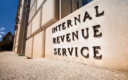 picture of sign saying "Internal Revenue Service" on IRS building