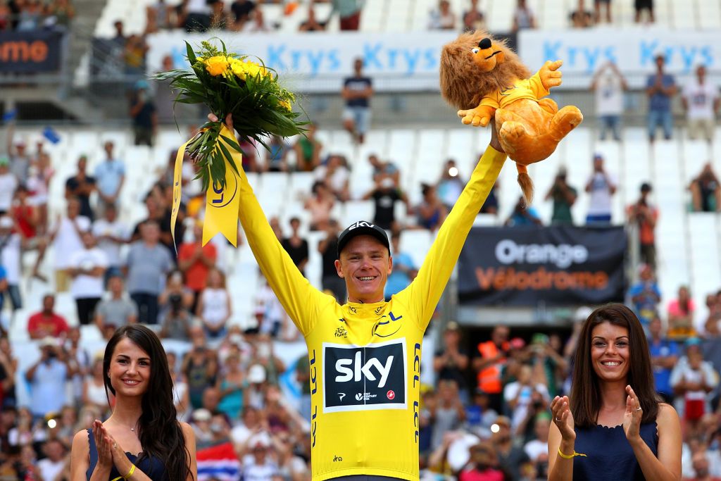 Chris Froome in yellow after stage 20 of the Tour de France