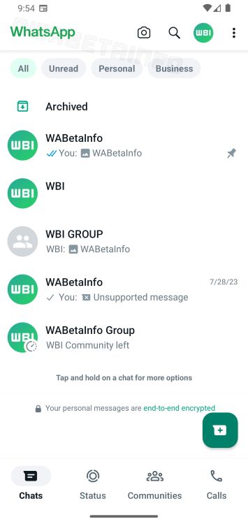 White top app bar in Whatsapp for Android