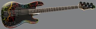 ESP's new LTD Surveyor '87 Rainbow Crackle bass