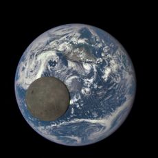 This image shows the far side of the moon, illuminated by the sun, as it crosses between the DSCOVR spacecraft and the Earth &mdash; 1 million miles away.