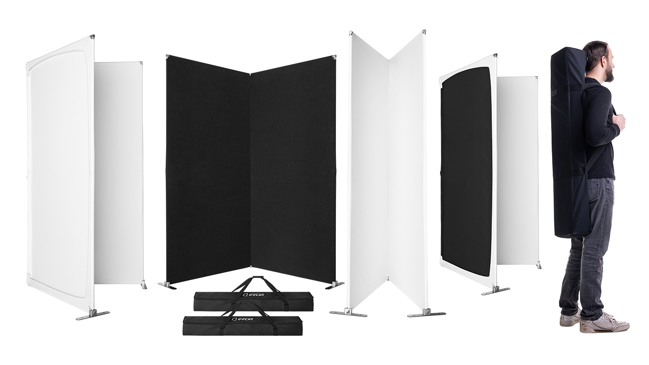 The Westcott V-Flat uses fabric and a frame in order to be more durable and portable