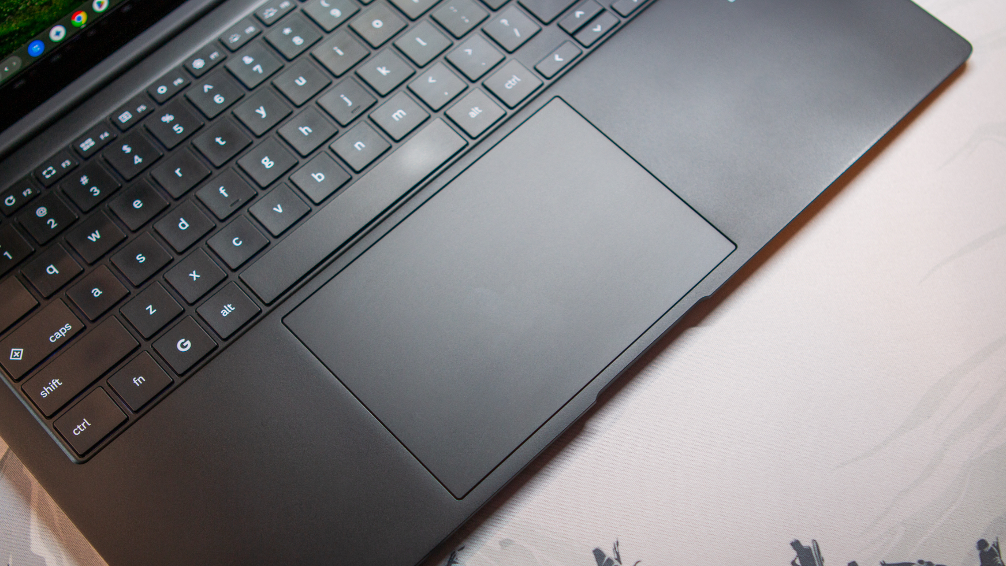 Close up of the trackpad on the Samsung Galaxy Chromebook Plus