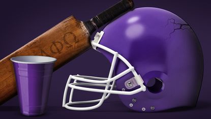 Northwestern football helmet, Solo cup and wood paddle