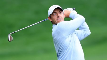 Rory McIlroy plays a wedge shot