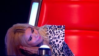 Paloma Faith pretends to be asleep during The Voice
